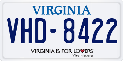VA license plate VHD8422