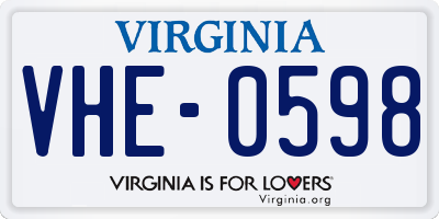 VA license plate VHE0598