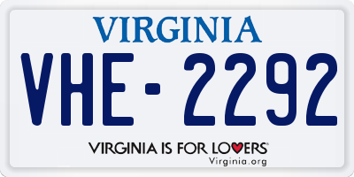 VA license plate VHE2292