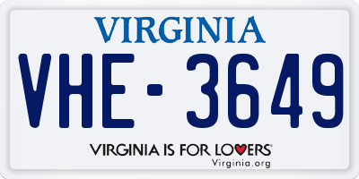 VA license plate VHE3649