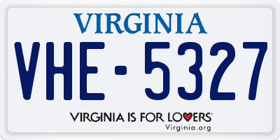 VA license plate VHE5327