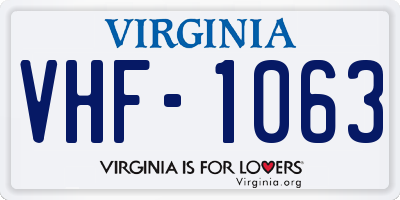 VA license plate VHF1063
