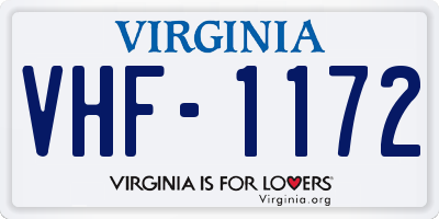 VA license plate VHF1172