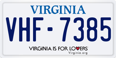 VA license plate VHF7385