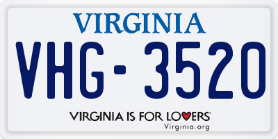 VA license plate VHG3520