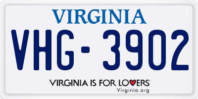 VA license plate VHG3902