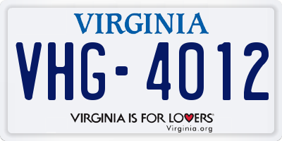 VA license plate VHG4012