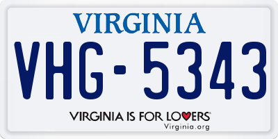 VA license plate VHG5343