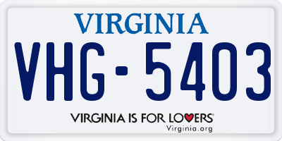 VA license plate VHG5403