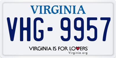 VA license plate VHG9957