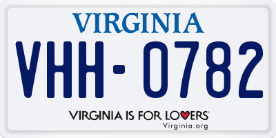 VA license plate VHH0782