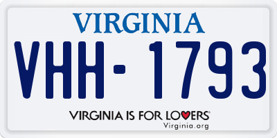 VA license plate VHH1793