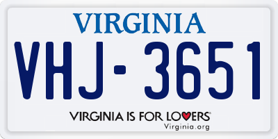 VA license plate VHJ3651