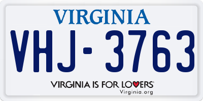 VA license plate VHJ3763