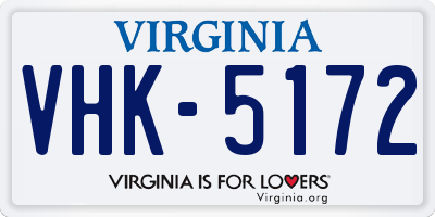 VA license plate VHK5172