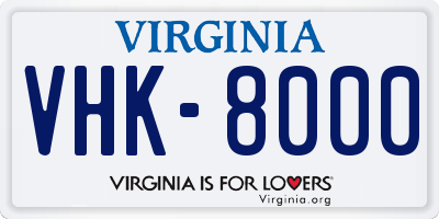 VA license plate VHK8000