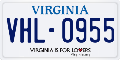 VA license plate VHL0955