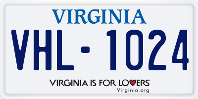 VA license plate VHL1024