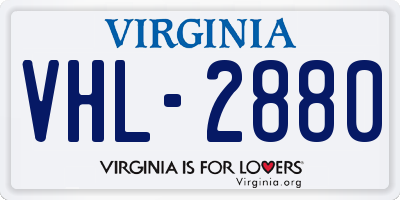 VA license plate VHL2880
