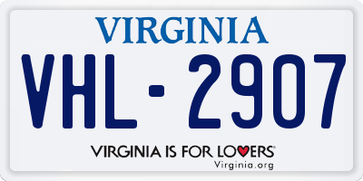 VA license plate VHL2907