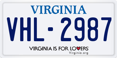VA license plate VHL2987