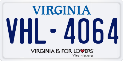VA license plate VHL4064