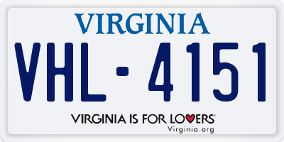 VA license plate VHL4151