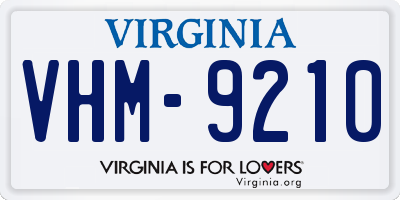 VA license plate VHM9210