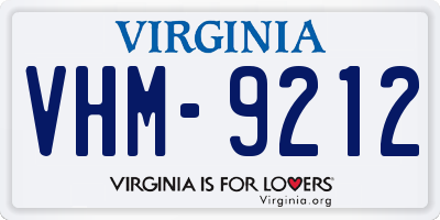 VA license plate VHM9212