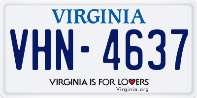 VA license plate VHN4637