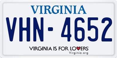 VA license plate VHN4652