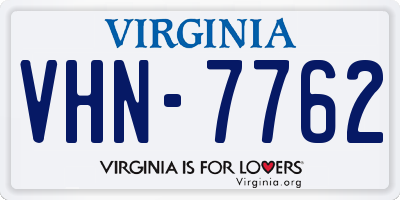 VA license plate VHN7762