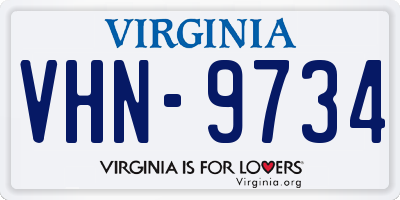VA license plate VHN9734