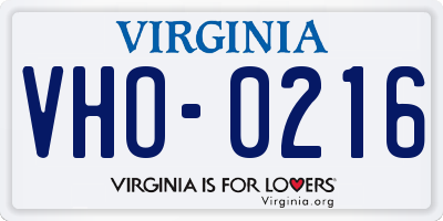VA license plate VHO0216