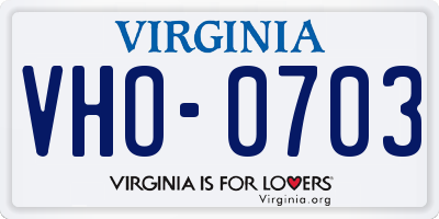 VA license plate VHO0703