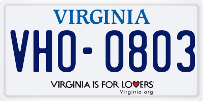 VA license plate VHO0803