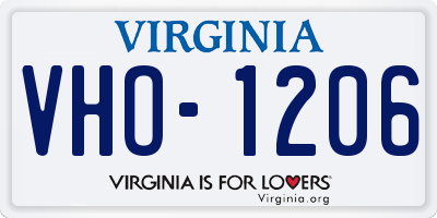 VA license plate VHO1206