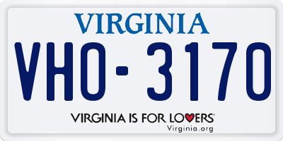 VA license plate VHO3170