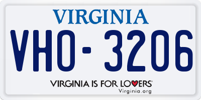 VA license plate VHO3206