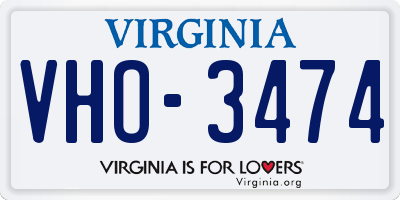 VA license plate VHO3474