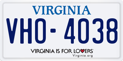 VA license plate VHO4038