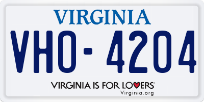 VA license plate VHO4204