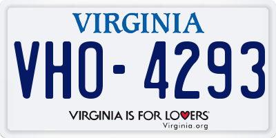 VA license plate VHO4293