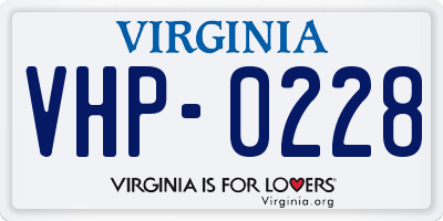 VA license plate VHP0228