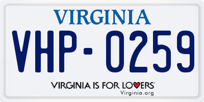 VA license plate VHP0259