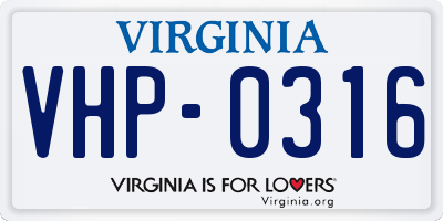 VA license plate VHP0316