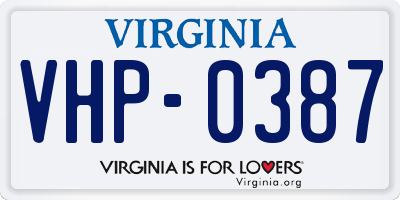 VA license plate VHP0387