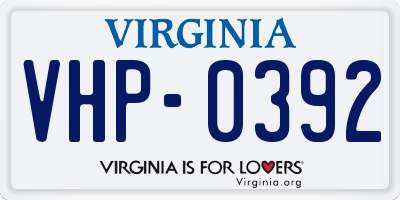 VA license plate VHP0392