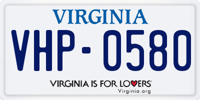 VA license plate VHP0580