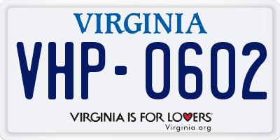 VA license plate VHP0602